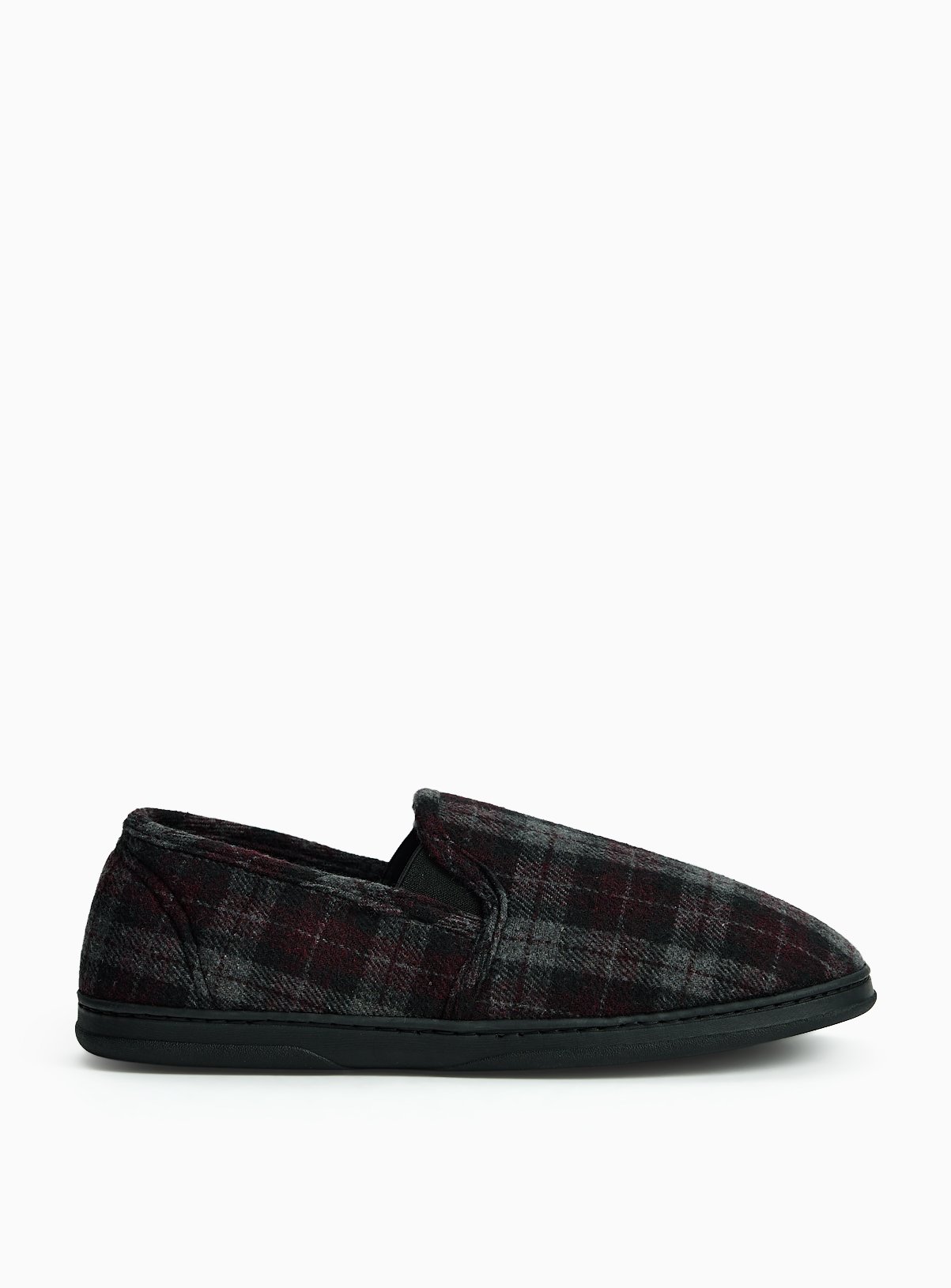 Burgundy Check Borg Full Slippers 9 - Image 2 thumbnail